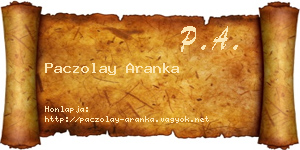 Paczolay Aranka névjegykártya
